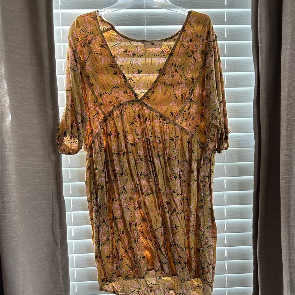 Natural Life Yellow and Pink Floral Dress
